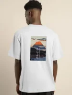 Unisex Bisiklet Yaka Baskılı Oversize T-Shirt - Beyaz - Görsel 4