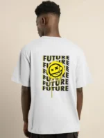 Unisex Bisiklet Yaka Baskılı Oversize T-Shirt - Beyaz - Görsel 3