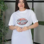 Unisex Baskılı Oversize T-Shirt - Beyaz