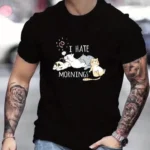 Unisex Baskılı Oversize T-Shirt - Siyah