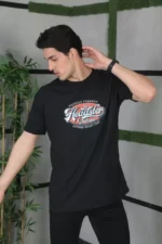 Unisex Baskılı Oversize T-Shirt - Siyah - Görsel 2