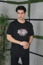 Unisex Baskılı Oversize T-Shirt - Siyah - Görsel 3