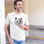 Erkek Bisiklet Yaka Baskılı Oversize T-Shirt - Beyaz