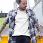 Erkek Bisiklet Yaka Baskılı Oversize T-Shirt - Beyaz