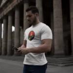 Unisex Bisiklet Yaka Baskılı Oversize T-Shirt - Beyaz