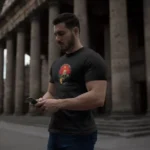 Unisex Bisiklet Yaka Baskılı Oversize T-Shirt - Siyah