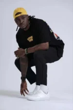 Unisex Bisiklet Yaka Baskılı Oversize T-Shirt - Siyah - Görsel 2