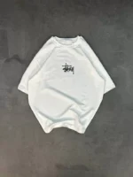 Unisex Bisiklet Yaka Baskılı Oversize T-Shirt - Beyaz - Görsel 3