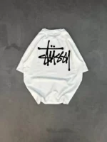 Unisex Bisiklet Yaka Baskılı Oversize T-Shirt - Beyaz - Görsel 4