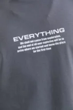 Unisex Bisiklet Yaka Baskılı Oversize T-Shirt - Gri - Görsel 2