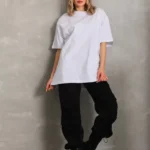 Unisex Bisiklet Yaka 20/1 Düz Oversize T-Shirt - Beyaz