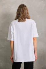 Unisex Bisiklet Yaka 20/1 Düz Oversize T-Shirt - Beyaz - Görsel 3