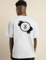 Unisex Bisiklet Yaka Baskılı Oversize T-Shirt - Beyaz - Görsel 2