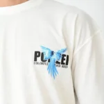 Unisex Bisiklet Yaka Baskılı Oversize T-Shirt - Beyaz - Görsel 2