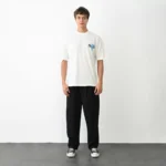 Unisex Bisiklet Yaka Baskılı Oversize T-Shirt - Beyaz - Görsel 4