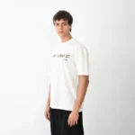 Unisex Bisiklet Yaka Baskılı Oversize T-Shirt - Beyaz - Görsel 2