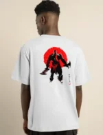 Unisex Bisiklet Yaka Baskılı Oversize T-Shirt - Beyaz - Görsel 2