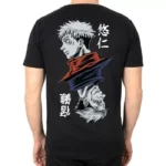 Unisex Bisiklet Yaka Baskılı Oversize T-Shirt - Siyah - Görsel 2