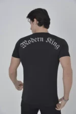 Unisex Göğüs File Aksesuarlı T-shirt - Siyah - Görsel 2