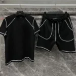 Unisex Karoyaka Dikişli Şortlu Takım - Siyah