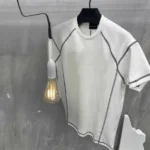 Unisex Karoyaka Dikişli Oversize T-Shirt - Beyaz