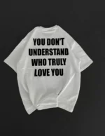 Unisex Bisiklet Yaka Baskılı Oversize T-Shirt - Beyaz - Görsel 2