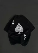 Unisex Bisiklet Yaka Baskılı Oversize T-Shirt - Siyah - Görsel 2