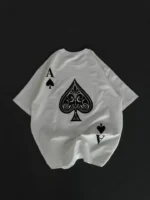 Unisex Bisiklet Yaka Baskılı Oversize T-Shirt - Beyaz - Görsel 2