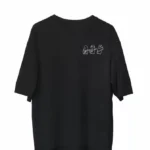Unisex Bisiklet Yaka Baskılı Oversize T-Shirt - Siyah