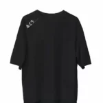 Unisex Bisiklet Yaka Baskılı Oversize T-Shirt - Siyah