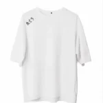 Unisex Bisiklet Yaka Baskılı Oversize T-Shirt - Beyaz