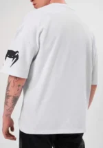 Unisex Bisiklet Yaka Baskılı Oversize T-Shirt - Beyaz - Görsel 3