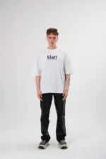 Unisex Bisiklet Yaka Baskılı Oversize T-Shirt - Siyah - Görsel 2