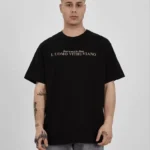 Unisex Bisiklet Yaka Baskılı Oversize T-Shirt - Siyah