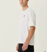 Unisex Bisiklet Yaka Baskılı Oversize T-Shirt - Beyaz - Görsel 2
