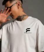 Unisex Bisiklet Yaka Baskılı Oversize T-Shirt - Beyaz - Görsel 2