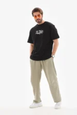 Unisex Bisiklet Yaka Baskılı Oversize T-Shirt - Siyah - Görsel 3