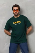 Unisex Basic Bisiklet Yaka Oversize T-Shirt - Yeşil - Görsel 4