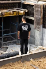 Unisex Bisiklet Yaka Baskılı Oversize T-Shirt - Siyah - Görsel 4