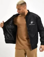 Unisex Uzun Kol Baskılı Bomber Ceket - Siyah - Görsel 3