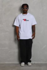 Unisex Bisiklet Yaka Double Oversize Baskılı T-Shirt - Beyaz - Görsel 2