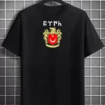 Unisex Bisiklet Yaka Baskılı Oversize T-Shirt - Siyah