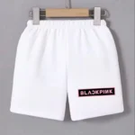 Beli Lastikli Baskılı Mini Şort - Beyaz