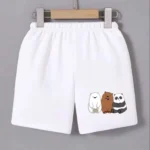 Beli Lastikli Baskılı Mini Şort - Beyaz