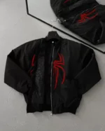 Unisex Uzun Kol Örümcek Baskılı Bomber Ceket - Siyah - Görsel 2