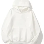 3 İplik Pamuklu Unisex Kapşonlu Sweetshirt - Beyaz