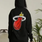 Unisex Kapşonlu Baskılı Sweetshirt - Siyah