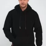 Erkek Uzun Kol Kapşonlu Basic Sweatshirt Hoodie - Siyah