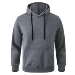 Erkek Uzun Kol Kapşonlu Basic Sweatshirt Hoodie - Füme - Görsel 3