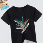 Kız Çocuk Baskılı T-Shirt- Siyah